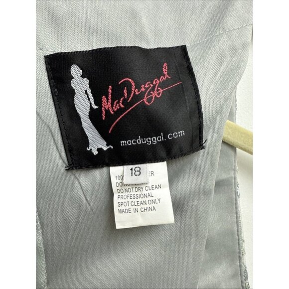 Mac Duggal Size 18 Green Embellished 67539 V-Neck Long Sleeve Formal Gown dress - Picture 9 of 13